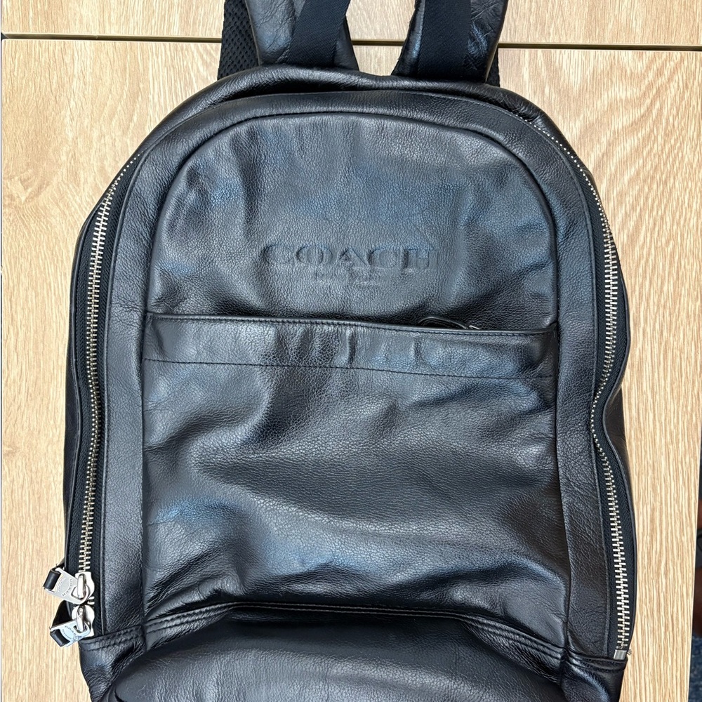 Coach Black Leather Backpack